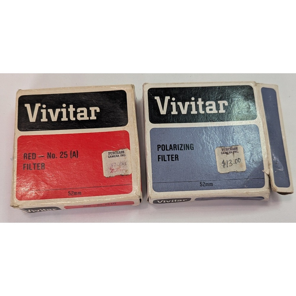 Vivitar Lens Filter Set 52mm Red No 25 A and Polarizing Good Vintage Japan